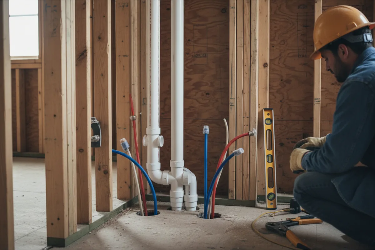 Drain and supply rough-in during Leak Detection in Rineyville