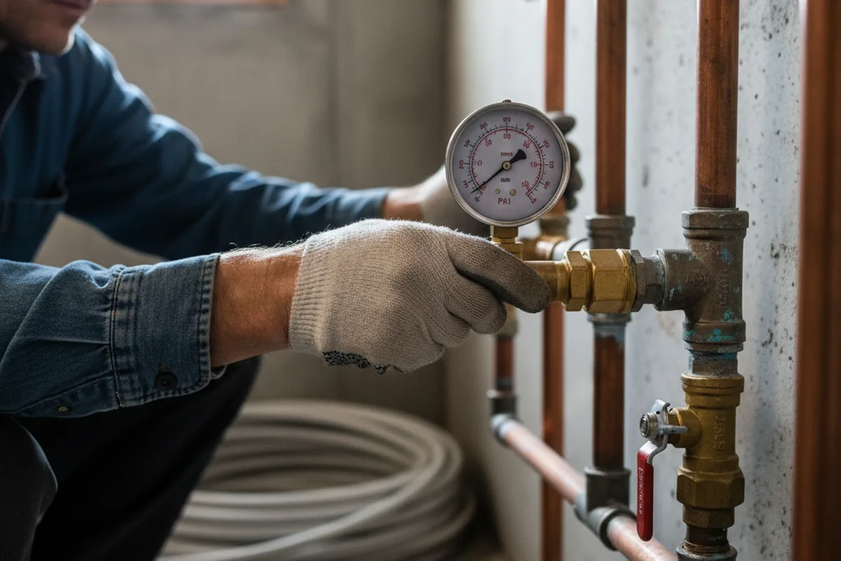 Pressure testing a repaired line during Water Line Repair in Rineyville